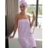 Ekouaer Towel Wrap for Women with Hair Towel Lightweight Knee Length Spa Body Bath Adjustable Closure Bathrobe with Pocket(Lavender)