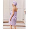 Ekouaer Towel Wrap for Women with Hair Towel Lightweight Knee Length Spa Body Bath Adjustable Closure Bathrobe with Pocket(Lavender)