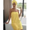 Ekouaer Towel Wrap for Women with Hair Towel Lightweight Knee Length Spa Body Bath Adjustable Closure Bathrobe with Pocket(Lemon Yellow)