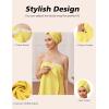 Ekouaer Towel Wrap for Women with Hair Towel Lightweight Knee Length Spa Body Bath Adjustable Closure Bathrobe with Pocket(Lemon Yellow)