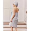 Ekouaer Towel Wrap for Women with Hair Towel Lightweight Knee Length Spa Body Bath Adjustable Closure Bathrobe with Pocket(Light Gray)