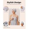 Ekouaer Towel Wrap for Women with Hair Towel Lightweight Knee Length Spa Body Bath Adjustable Closure Bathrobe with Pocket(Light Gray)