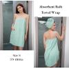 Ekouaer Towel Wrap for Women with Hair Towel Lightweight Knee Length Spa Body Bath Adjustable Closure Bathrobe with Pocket(Mint Green)