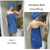 Ekouaer Towel Wrap for Women with Hair Towel Lightweight Knee Length Spa Body Bath Adjustable Closure Bathrobe with Pocket(Navy Blue)