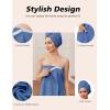 Ekouaer Towel Wrap for Women with Hair Towel Lightweight Knee Length Spa Body Bath Adjustable Closure Bathrobe with Pocket(Navy Blue)