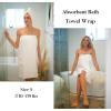 Ekouaer Towel Wrap for Women with Hair Towel Lightweight Knee Length Spa Body Bath Adjustable Closure Bathrobe with Pocket(White)