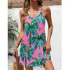Ekouaer Women’s Bathing Suit Cover Up Sleeveless V Neck Swimsuit Coverups Summer Swimwear Beach Cover Ups with Pockets(Coconut Tree Pink)