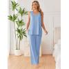 Ekouaer Womens Pajamas Set Sleeveless Lounge Sets Comfy Tank Top and Pants Pjs Set V Neck 2 Piece Sleepwear S-XXL(Baby Blue)