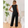 Ekouaer Womens Pajamas Set Sleeveless Lounge Sets Comfy Tank Top and Pants Pjs Set V Neck 2 Piece Sleepwear S-XXL(Black)