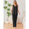 Ekouaer Womens Pajamas Set Sleeveless Lounge Sets Comfy Tank Top and Pants Pjs Set V Neck 2 Piece Sleepwear S-XXL(Dark Grey)