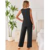Ekouaer Womens Pajamas Set Sleeveless Lounge Sets Comfy Tank Top and Pants Pjs Set V Neck 2 Piece Sleepwear S-XXL(Dark Grey)