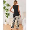 Ekouaer Womens Pajamas Set Sleeveless Lounge Sets Comfy Tank Top and Pants Pjs Set V Neck 2 Piece Sleepwear S-XXL(Floral Black)