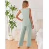Ekouaer Womens Pajamas Set Sleeveless Lounge Sets Comfy Tank Top and Pants Pjs Set V Neck 2 Piece Sleepwear S-XXL(Light Green)