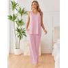 Ekouaer Womens Pajamas Set Sleeveless Lounge Sets Comfy Tank Top and Pants Pjs Set V Neck 2 Piece Sleepwear S-XXL(Pink)