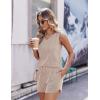 Ekouaer Womens Short Sets 2 Piece Lounge Set Knit Tank Top and Pajama Shorts Casual V-neck Outfits with Pockets(Beige)