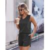 Ekouaer Womens Short Sets 2 Piece Lounge Set Knit Tank Top and Pajama Shorts Casual V-neck Outfits with Pockets(Dark Grey)