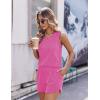 Ekouaer Womens Short Sets 2 Piece Lounge Set Knit Tank Top and Pajama Shorts Casual V-neck Outfits with Pockets(Hot Pink)