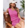 Ekouaer Womens Short Sets 2 Piece Lounge Set Knit Tank Top and Pajama Shorts Casual V-neck Outfits with Pockets(Hot Pink)