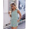 Ekouaer Womens Short Sets 2 Piece Lounge Set Knit Tank Top and Pajama Shorts Casual V-neck Outfits with Pockets(Light Green)