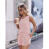 Ekouaer Womens Short Sets 2 Piece Lounge Set Knit Tank Top and Pajama Shorts Casual V-neck Outfits with Pockets(Light Pink)