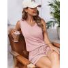 Ekouaer Womens Short Sets 2 Piece Lounge Set Knit Tank Top and Pajama Shorts Casual V-neck Outfits with Pockets(Light Pink)