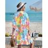 Ekouaer Women’s Swimsuit Cover Up 3/4 Sleeve Beachwear Bikini Coverups Button Down Oversized Cover Up Shirt S-3XL(Colorful Leaves)