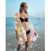 Ekouaer Women’s Swimsuit Cover Up 3/4 Sleeve Beachwear Bikini Coverups Button Down Oversized Cover Up Shirt S-3XL(Colorful Leaves)