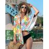 Ekouaer Women’s Swimsuit Cover Up 3/4 Sleeve Beachwear Bikini Coverups Button Down Oversized Cover Up Shirt S-3XL(Colorful Leaves)