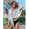 Ekouaer Women’s Swimsuit Cover Up 3/4 Sleeve Beachwear Bikini Coverups Button Down Oversized Cover Up Shirt S-3XL(Pink Blue Water Color)