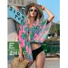 Ekouaer Women’s Swimsuit Cover Up 3/4 Sleeve Beachwear Bikini Coverups Button Down Oversized Cover Up Shirt S-3XL(Watercolor Coconut Tree)