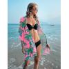 Ekouaer Women’s Swimsuit Cover Up 3/4 Sleeve Beachwear Bikini Coverups Button Down Oversized Cover Up Shirt S-3XL(Watercolor Coconut Tree)