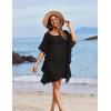 Ekouaer Women’s Swimsuit Coverup Chiffon Floral Bathing Suit Cover Up Ruffled Summer Beachwear Bikini Coverups S-3XL(Black)