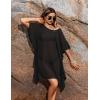 Ekouaer Women’s Swimsuit Coverup Chiffon Floral Bathing Suit Cover Up Ruffled Summer Beachwear Bikini Coverups S-3XL(Black)
