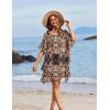 Ekouaer Women’s Swimsuit Coverup Chiffon Floral Bathing Suit Cover Up Ruffled Summer Beachwear Bikini Coverups S-3XL(Bohemia Black)