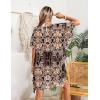 Ekouaer Women’s Swimsuit Coverup Chiffon Floral Bathing Suit Cover Up Ruffled Summer Beachwear Bikini Coverups S-3XL(Bohemia Black)