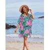 Ekouaer Women’s Swimsuit Coverup Chiffon Floral Bathing Suit Cover Up Ruffled Summer Beachwear Bikini Coverups S-3XL(Coconut Tree Pink)