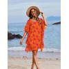 Ekouaer Women’s Swimsuit Coverup Chiffon Floral Bathing Suit Cover Up Ruffled Summer Beachwear Bikini Coverups S-3XL(Floral Orange)