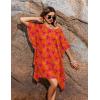 Ekouaer Women’s Swimsuit Coverup Chiffon Floral Bathing Suit Cover Up Ruffled Summer Beachwear Bikini Coverups S-3XL(Floral Orange)