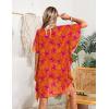 Ekouaer Women’s Swimsuit Coverup Chiffon Floral Bathing Suit Cover Up Ruffled Summer Beachwear Bikini Coverups S-3XL(Floral Orange)