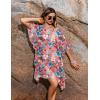 Ekouaer Women’s Swimsuit Coverup Chiffon Floral Bathing Suit Cover Up Ruffled Summer Beachwear Bikini Coverups S-3XL(Floral Pink)