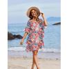 Ekouaer Women’s Swimsuit Coverup Chiffon Floral Bathing Suit Cover Up Ruffled Summer Beachwear Bikini Coverups S-3XL(Floral Pink)