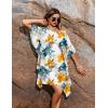 Ekouaer Women’s Swimsuit Coverup Chiffon Floral Bathing Suit Cover Up Ruffled Summer Beachwear Bikini Coverups S-3XL(Floral Yellow)
