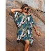 Ekouaer Women’s Swimsuit Coverup Chiffon Floral Bathing Suit Cover Up Ruffled Summer Beachwear Bikini Coverups S-3XL(Leaf Green)