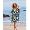 Ekouaer Women’s Swimsuit Coverup Chiffon Floral Bathing Suit Cover Up Ruffled Summer Beachwear Bikini Coverups S-3XL(Leaf Green)