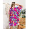Ekouaer Women’s Swimsuit Coverup Chiffon Floral Bathing Suit Cover Up Ruffled Summer Beachwear Bikini Coverups S-3XL(Multicolor1)