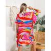 Ekouaer Women’s Swimsuit Coverup Chiffon Floral Bathing Suit Cover Up Ruffled Summer Beachwear Bikini Coverups S-3XL(Multicolor2)