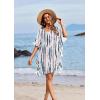 Ekouaer Women’s Swimsuit Coverup Chiffon Floral Bathing Suit Cover Up Ruffled Summer Beachwear Bikini Coverups S-3XL(Stripe Blue)