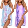 Ekouaer 2 Pack Nightgowns for Women Sleeveless Sleepwear Wide Strap Sleep Shirt Pleated Tank Sleepshirt S-4XL(Tie Dye Pink&blue)