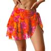 Ekouaer Sarong Wraps for Women Chiffon Beach Swimsuit Coverup Sheer Short Bathing Suit Cover Up Skirt for Swimwear(A-orange Floral)