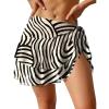 Ekouaer Sarong Wraps for Women Chiffon Beach Swimsuit Coverup Sheer Short Bathing Suit Cover Up Skirt for Swimwear(Black Lines)